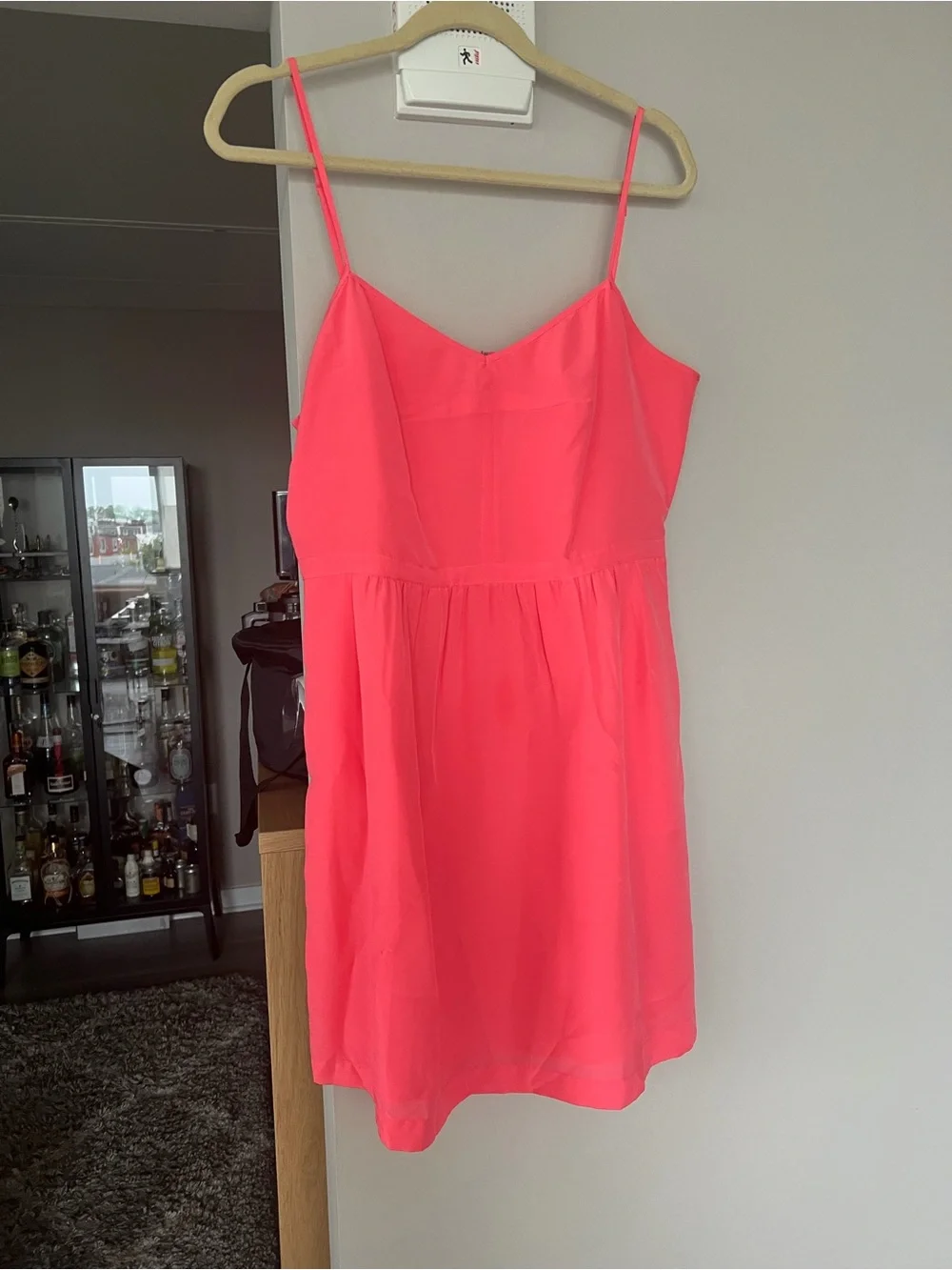 J. Crew Bright Coral Pink Spaghetti Strap Dress